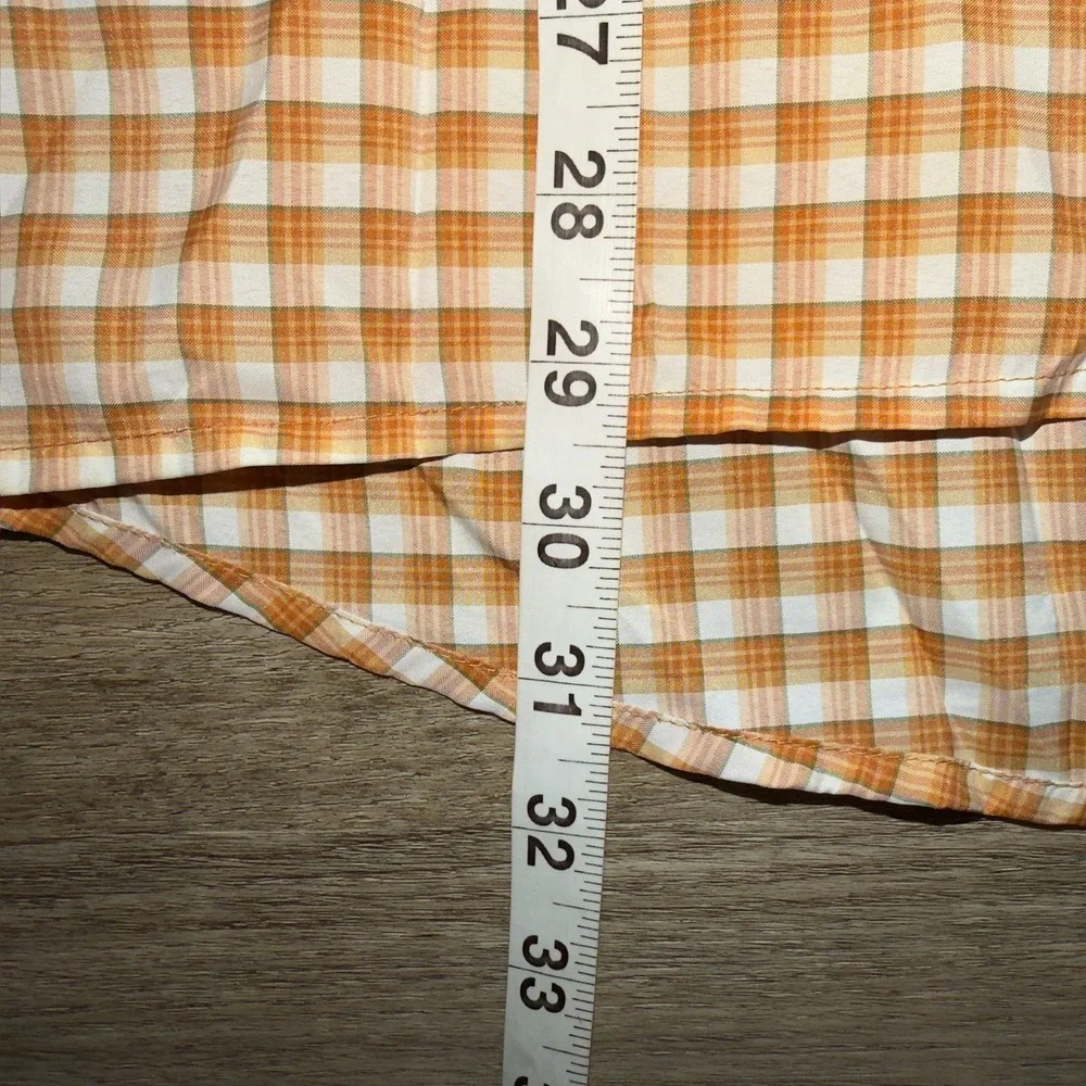 Drake Clothing Company Mens XL Orange Plaid Short Sleeve Vented Fishing Shirt